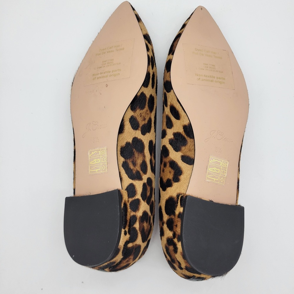 J.Crew Leopard Print Calf Hair Pointed Toe Flats Brown Black Tan Size 8 - 8.5 - Picture 6 of 8